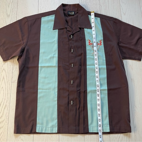 Vintage 90s Y2K steady last call mens retro tiki theme embroidered bowling shirt - Picture 7 of 13
